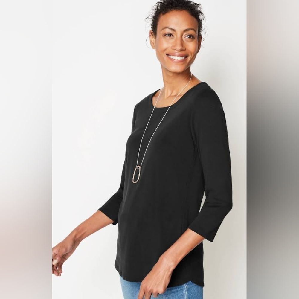 J. Jill | Wearever Collection 3/4 Sleeve Top Black Small Petite